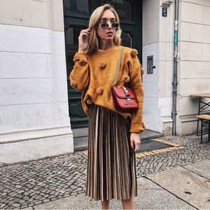 Zara Pom-Pom Sweater in Mustard